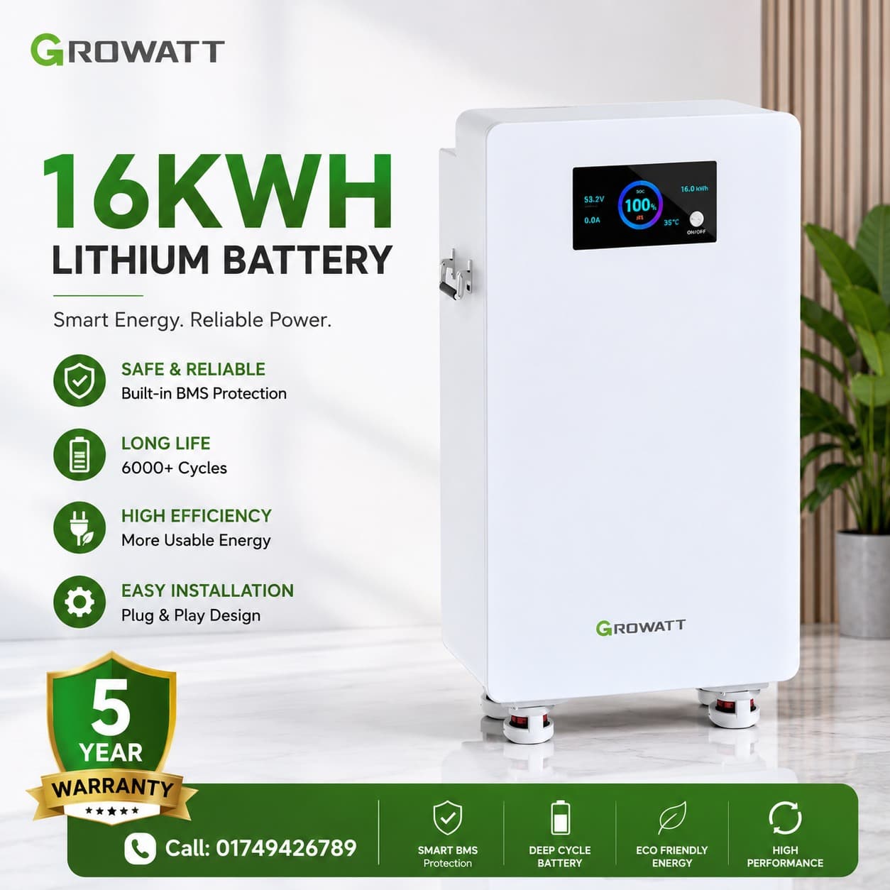 Growatt 51.2V 16kWh Lithium Battery